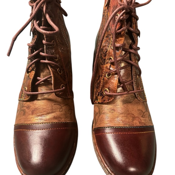 L'Artiste by Spring Step Leather Lace-Up Boots - Fallinluv Brwn EU 41 US 9.5-10 - Picture 3 of 11